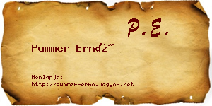 Pummer Ernő névjegykártya
